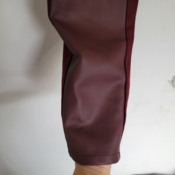 Mossimo Cabernet Red Wine Maroon Faux Leather Stretch Extensible Legging Pants 8 - Picture 4 of 13